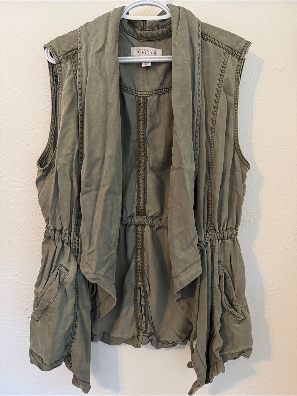 Kenneth Cole Reaction Army Green Draped Utility Vest